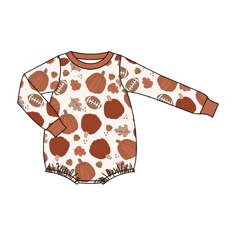 Moq 5 Preorder Baby Boys Infant Long Sleeves turkey Football Fall Bubble Romper Clothes