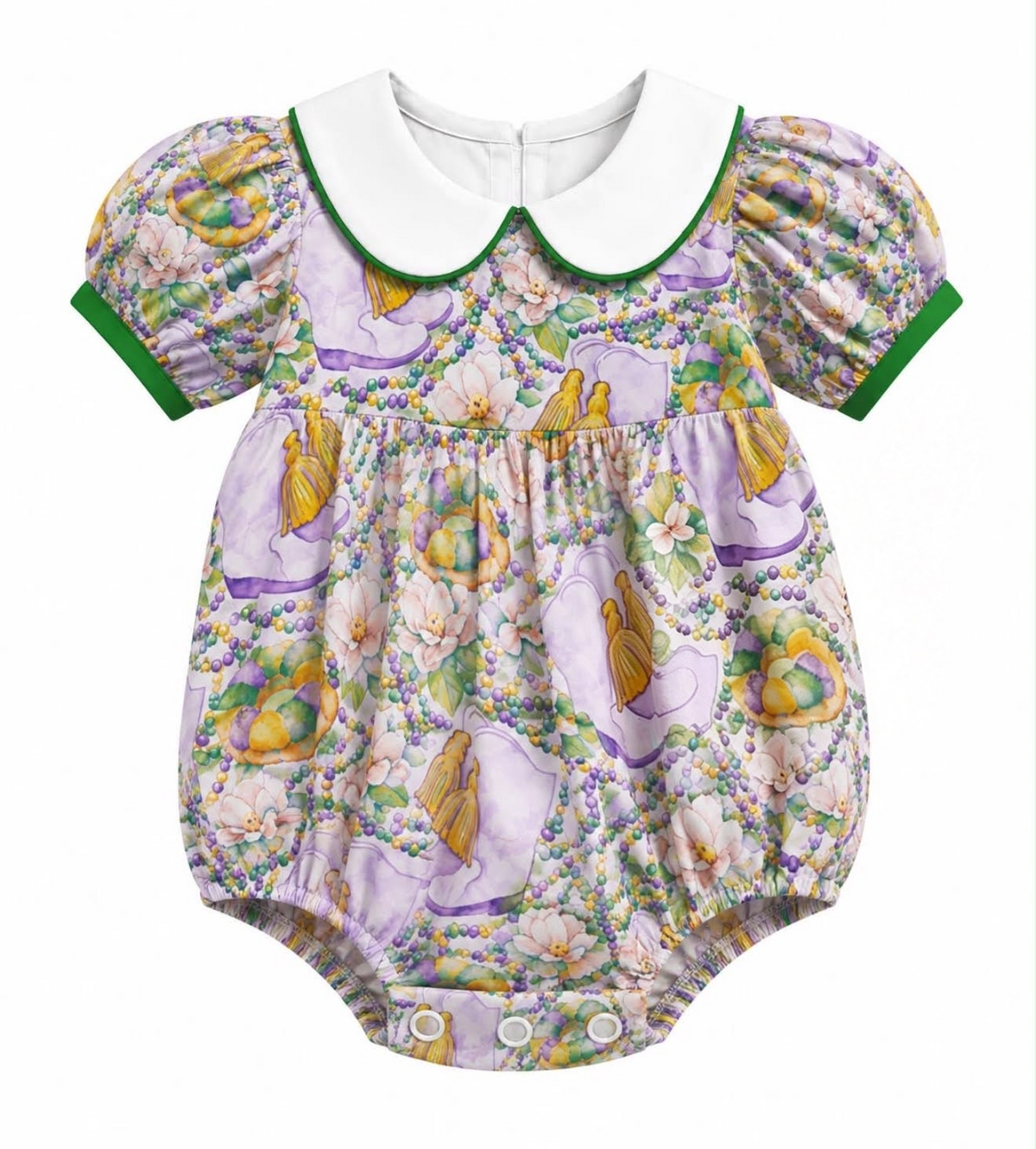 Moq 5 Preorder Baby Girls Infant Short Sleeves Donuts Boots Mardi Gras Romper Clothes
