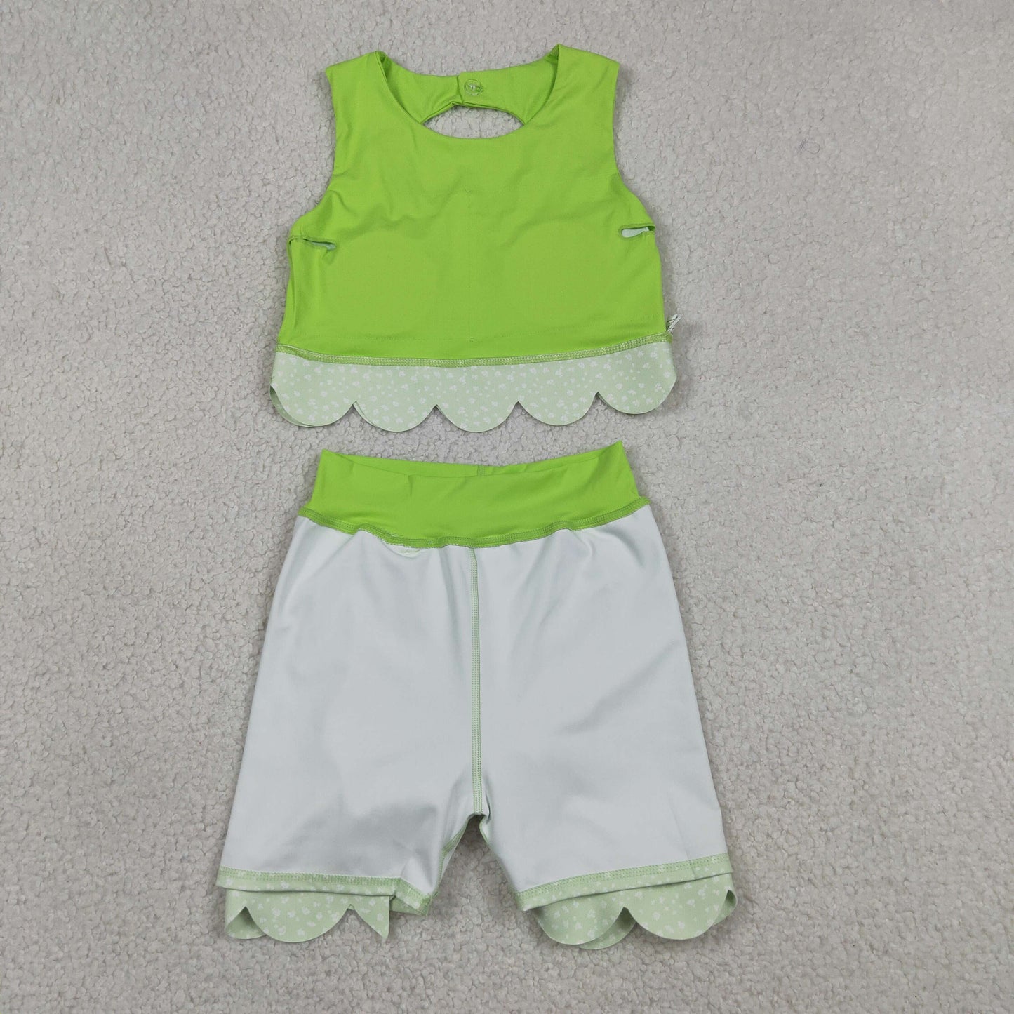 Baby Girls Kids Sleeveless Tops Bows Skirt Shorts Yoga Green Set