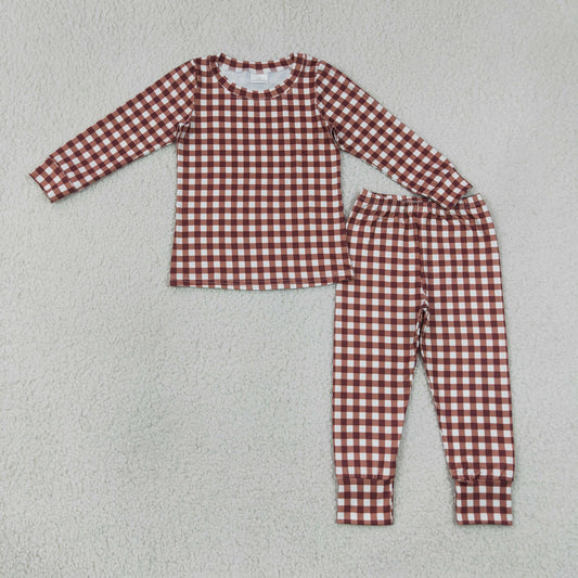 Sibling Baby Boys Kids Long Sleeves Plaid Shirts Pants Pajamas Sets Clothes