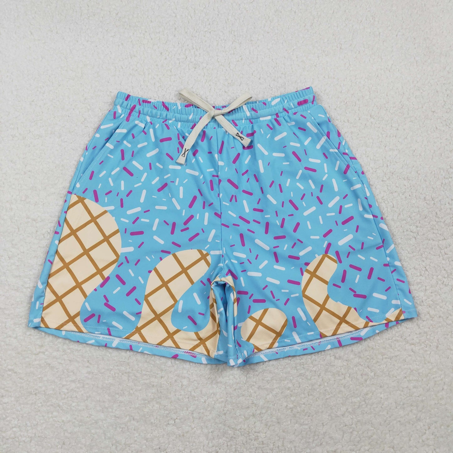 RTS Adult Men Blue Drips Team Swim Trunks Shorts