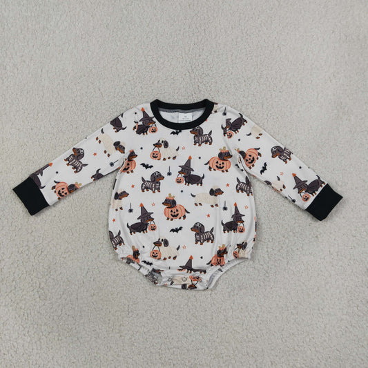Baby Boys Infant Halloween Dogs Pumpkins Bubble Romper Clothes