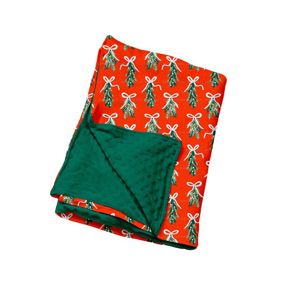 Moq 5 Preorder Baby Girls Toddler Christmas Tree Bows Blanket