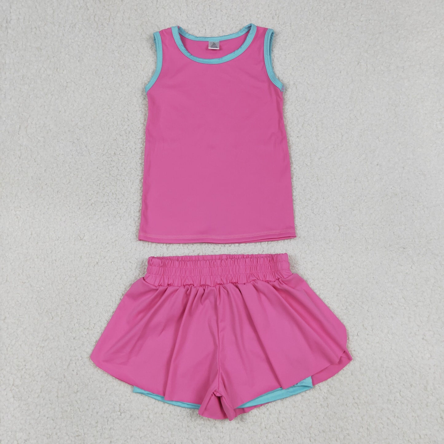 Baby Girls Kids Sleeveless Pink Tops Ruffle Shorts Set Yoga Active Clothes