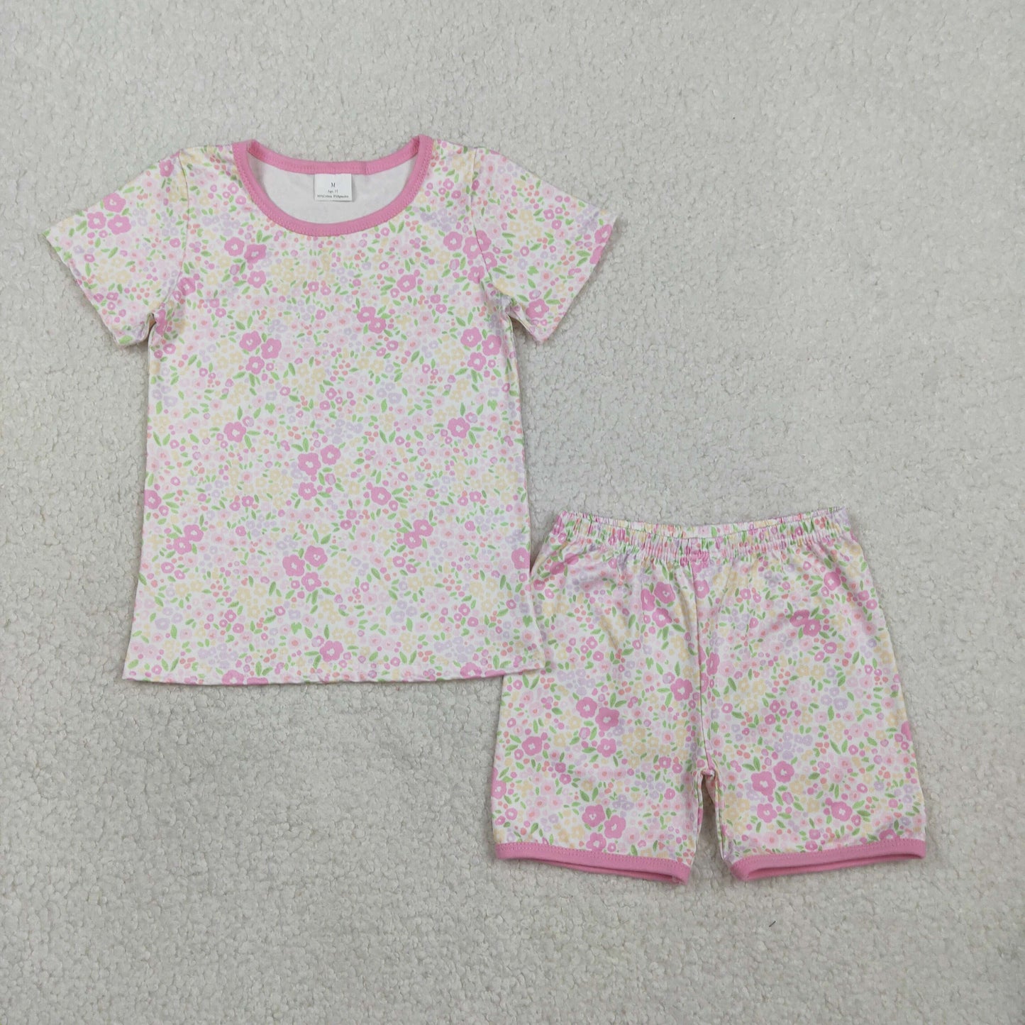 RTS Baby Girls Kids Short Sleeves Floral Shirt Shorts Pajamas Summer Set