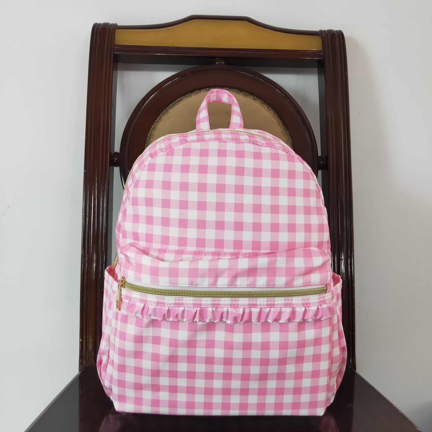 USA Shop Baby Girls Pink Plaid School Backpack Ruffle Bag