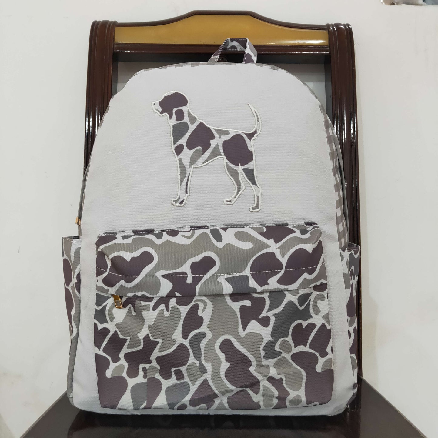 USA Shop Baby Kids Embroidery Dogs Camo School Backpack Bag