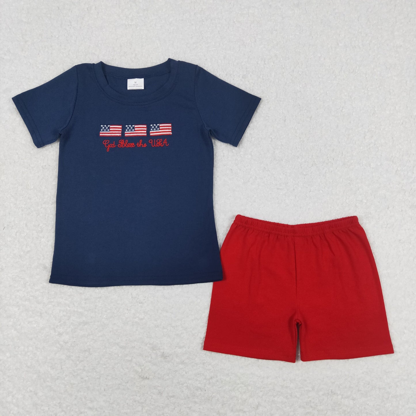 USA Shop Baby Boys Short Sleeves Embroidery Flags Shirt Red Shorts Set 4th of July Clothes