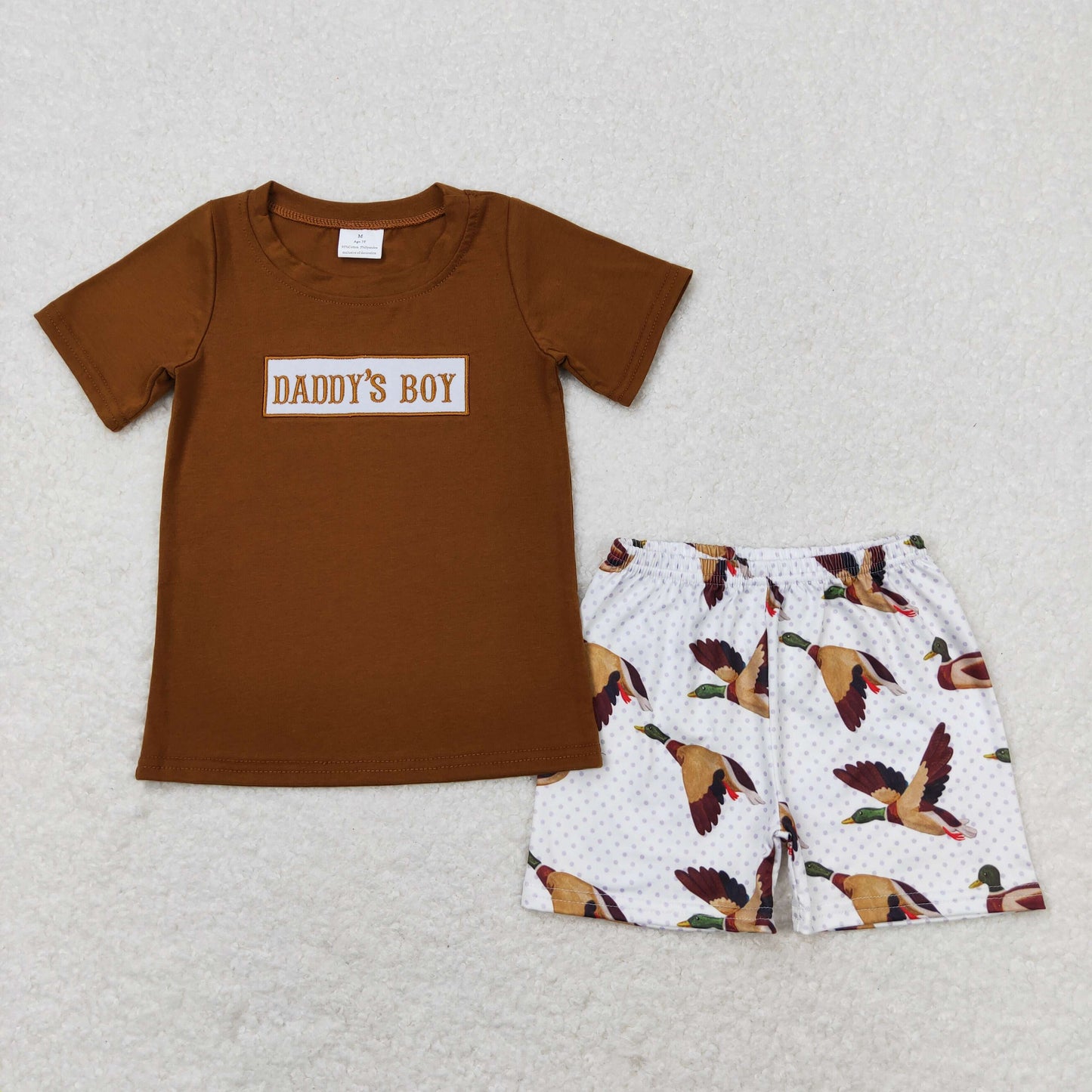 USA Shop Baby Boys Embroidery Daddy's Boy Shirt Ducks Shorts Set Clothes