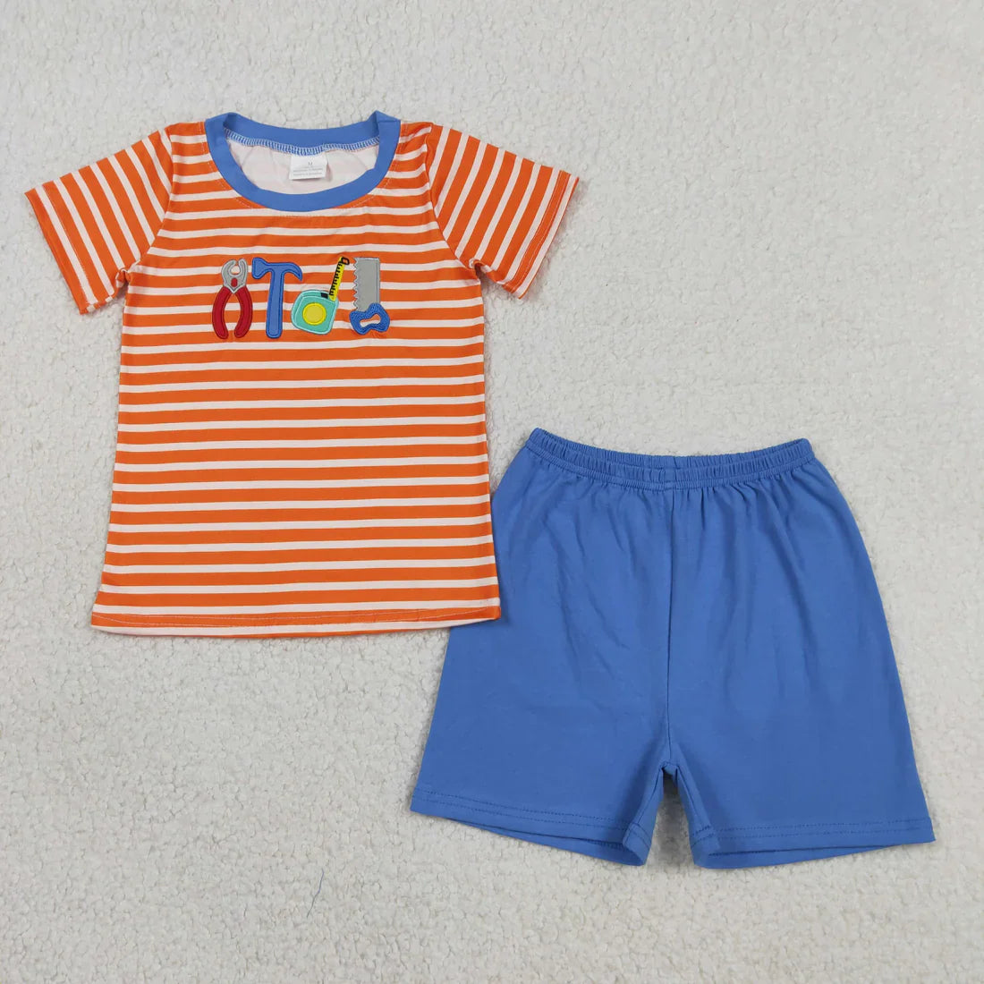 Sibling Baby Boys Kids Embroidery Tools Stripes Shirt Shorts Set Romper Summer Clothes