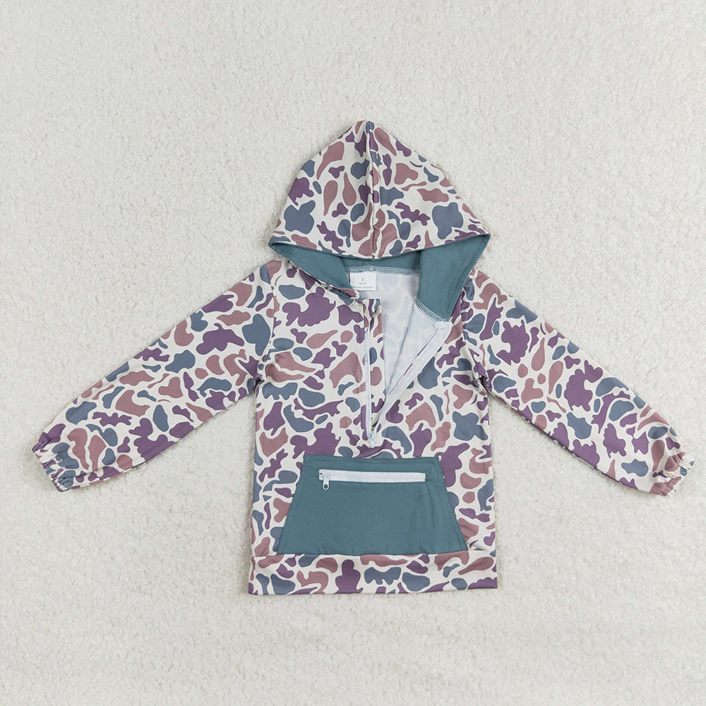USA Shop Baby Boys Kids Long Sleeves Camo Hoodie Zipper Pocket Pullover Shirt Clothes