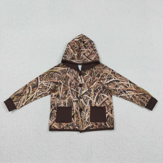 Sibling Baby Boys Kids Southern Camo Print Hoodie Pockets Buttons Shirts Coats