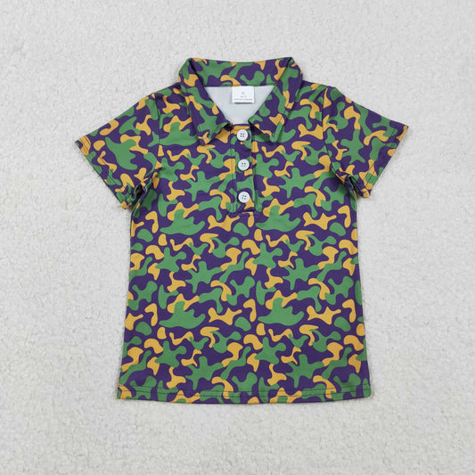 Sibling Baby Boys Kids Short Sleeves Mardi Gras Buttons Shirts Tops