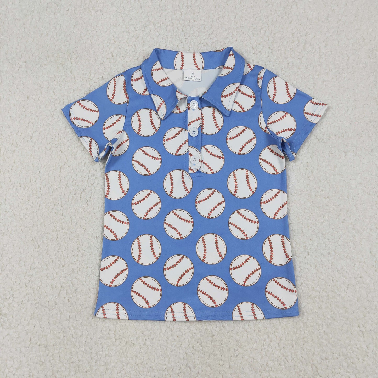Sibling Baby Boys Kids Short Sleeves Baseballs Buttons Polo Shirts Tops Clothes