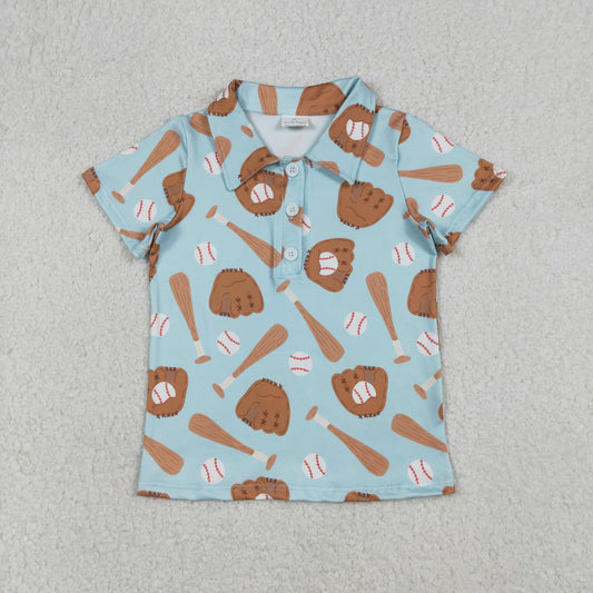 Sibling Baby Boys Kids Short Sleeves Baseballs Buttons Polo Shirts Tops Clothes
