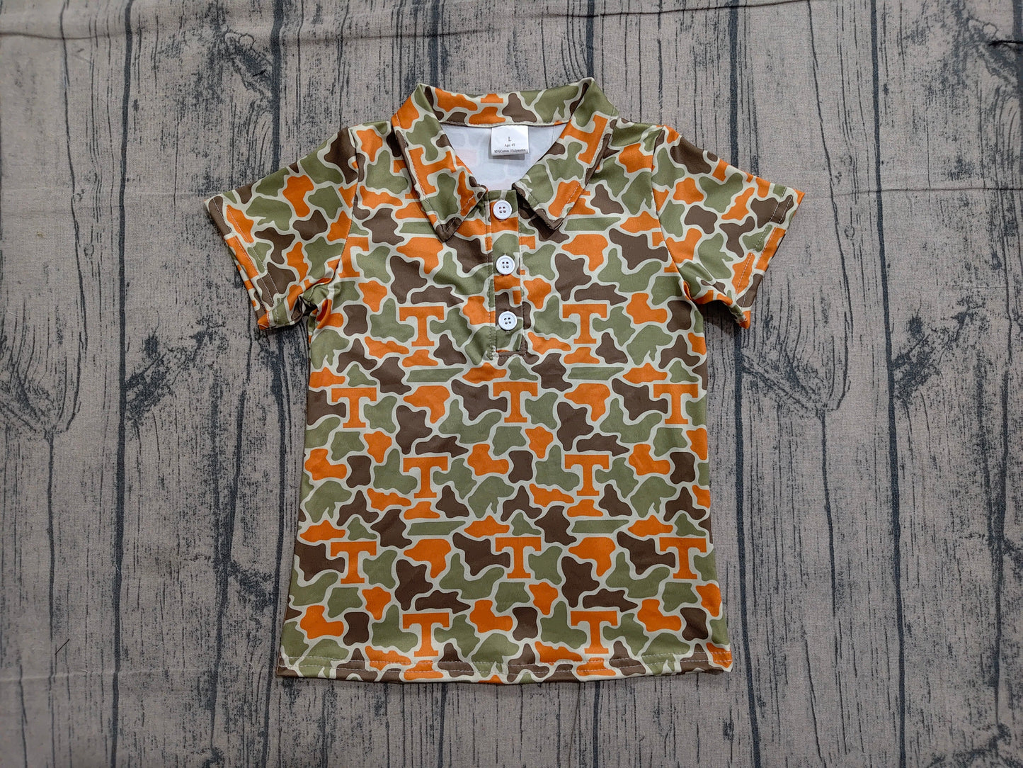 Preorder Baby Boys Kids Short Sleeves T Camo Print Team Buttons Shirt Tops