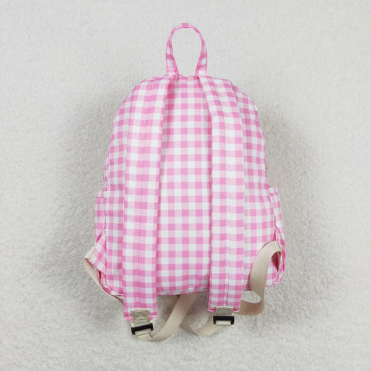 RTS Baby Girls Kids Pink Plaid Zipper Backpack School Ruffle Bag