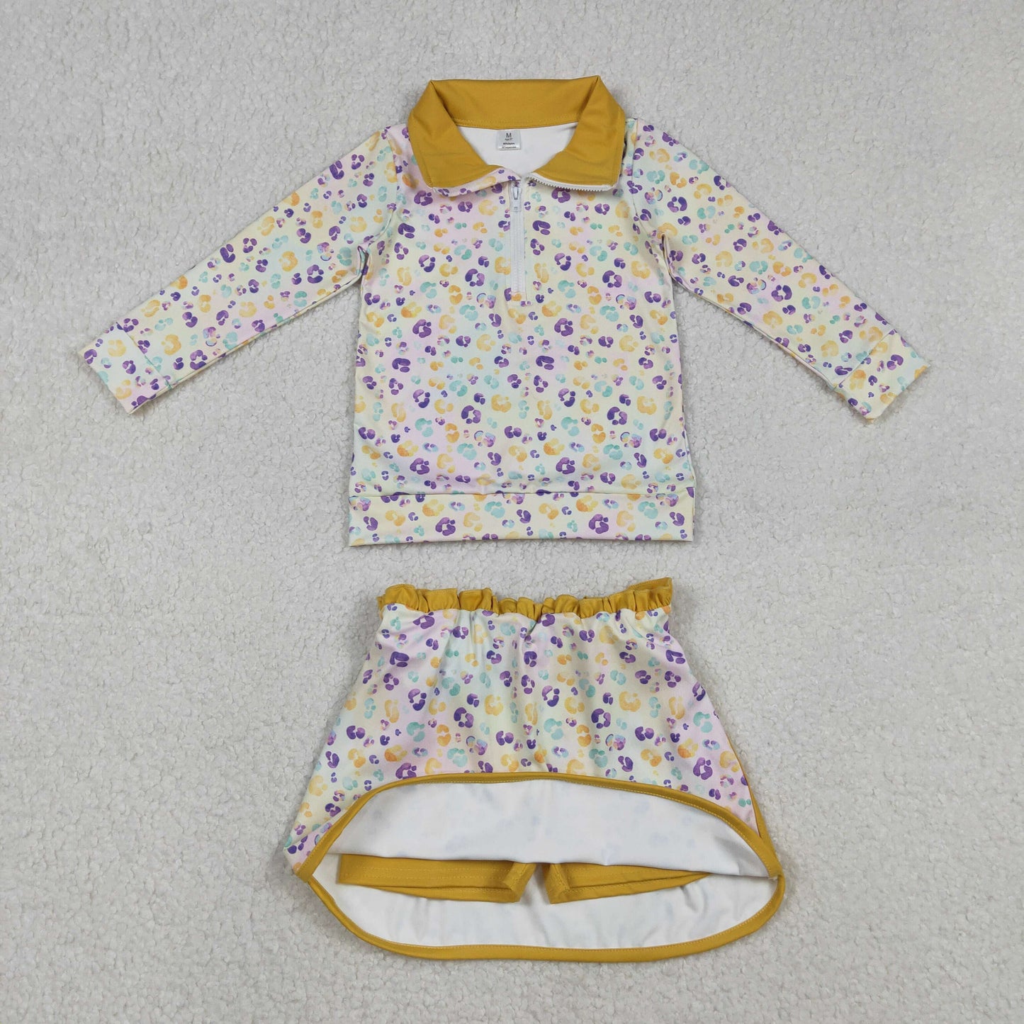 Sibling Baby Girls Kids Anchors Bows Plaid Leopard Zipper Tops Shorts Skirt Skort Mardi Gras Yoga Set