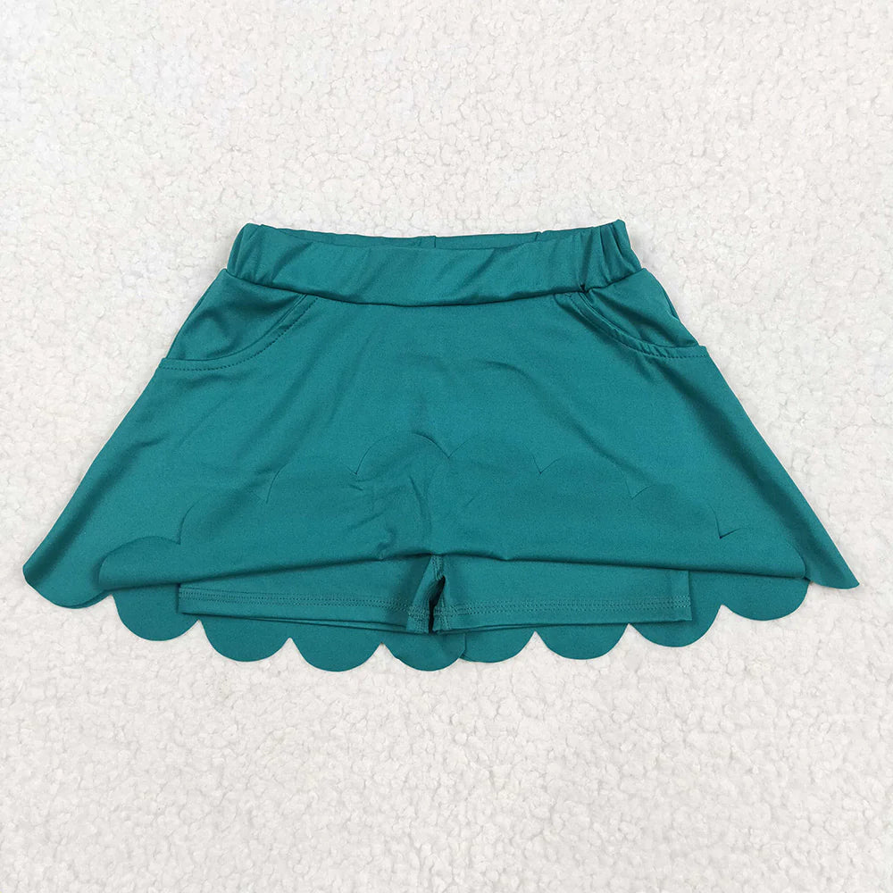 Baby Girl Kids Green Scallop Skort Yoga Shorts Skirt Bottoms