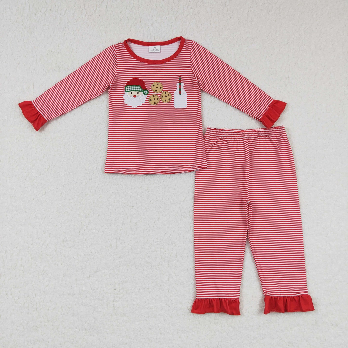 USA Shop Baby Girls Christmas Embroidery Santa Cookie Shirt Pants Pajamas Set Clothes