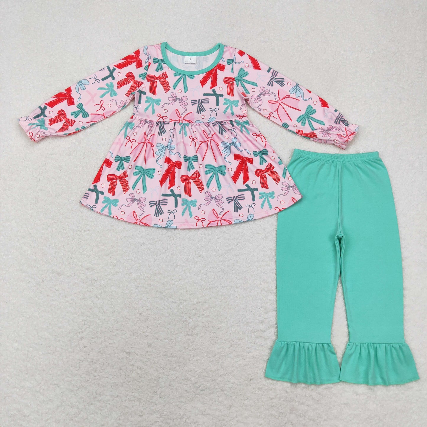 USA Shop Baby Girls Kids Long Sleeves Christmas Bows Tunic Pants Set Clothes
