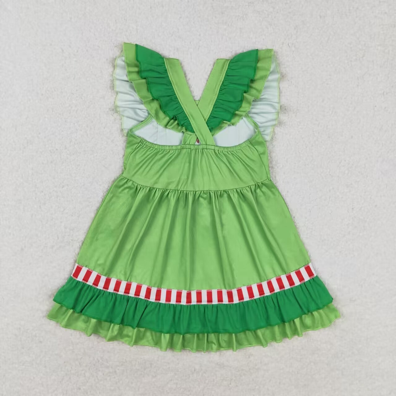 USA Shop Baby Girls Kids Christmas Hearts Bows Ruffle Green Dress