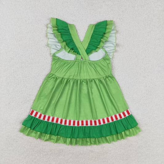 USA Shop Baby Girls Kids Christmas Hearts Bows Ruffle Green Dress