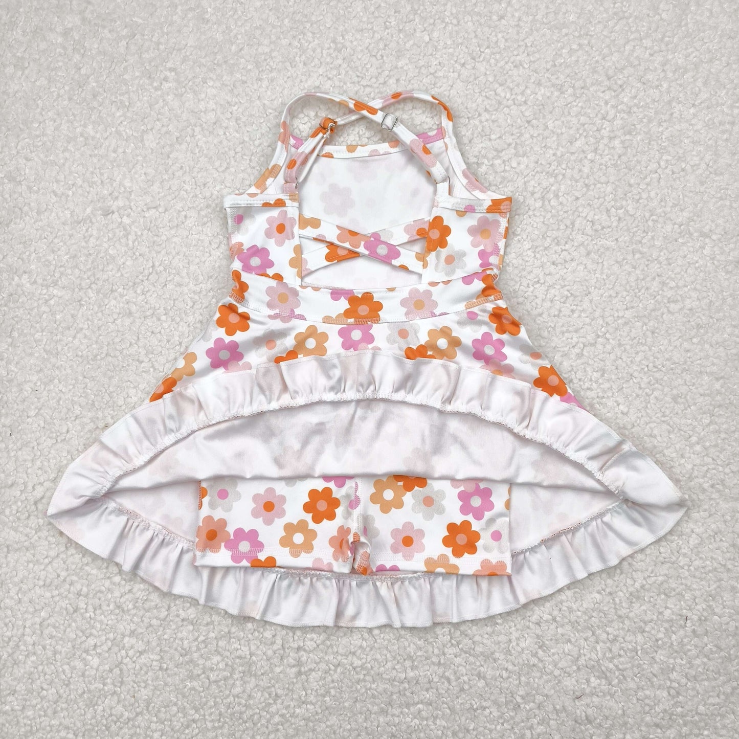 RTS Baby Girls Kids Straps Flower Knee Length Dress Sibling Active Yoga Clothes