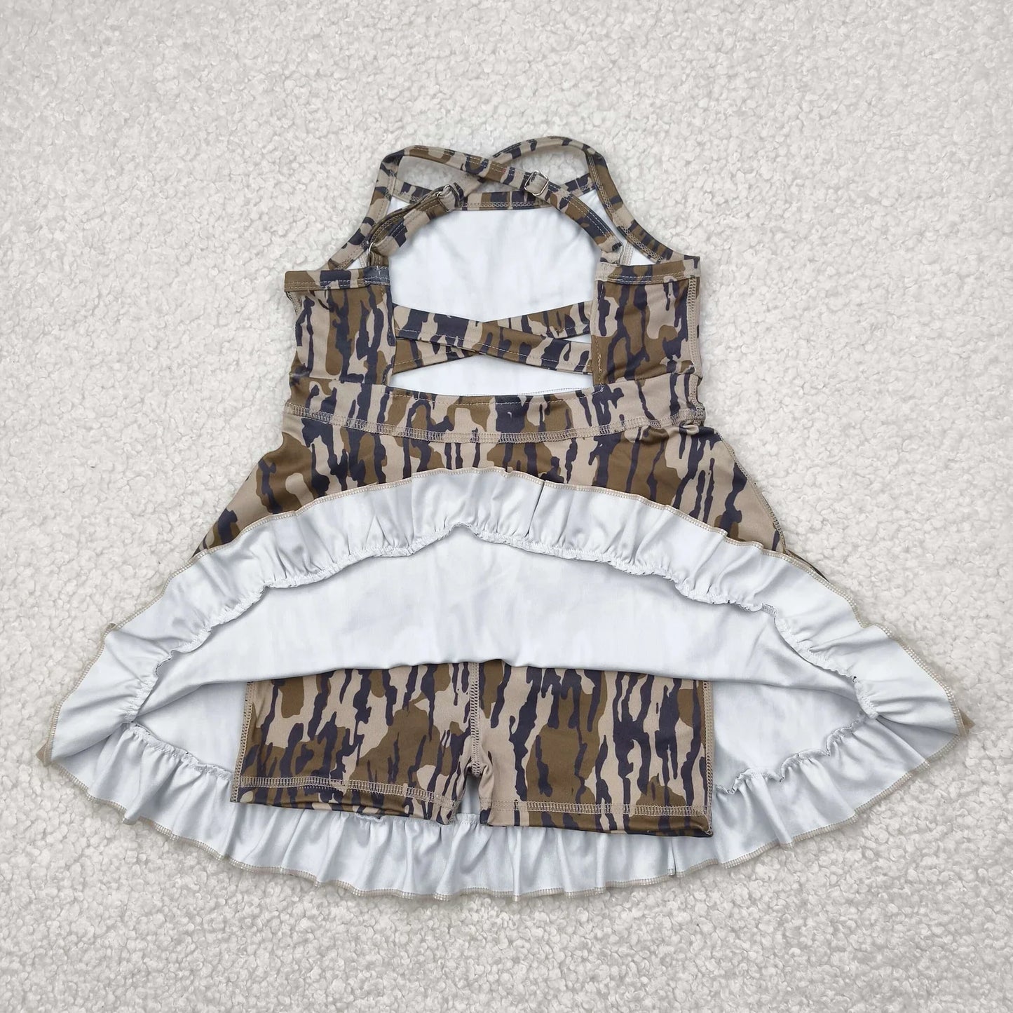 RTS Sibling Baby Girl Kids Sleeveless Camo Knee Length Yoga Active Dresses