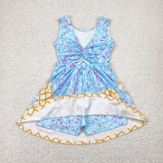 USA Shop Baby Girls Sleeveless Sprinkles Drip Yoga Active Shorts Knee Length Blue Dress