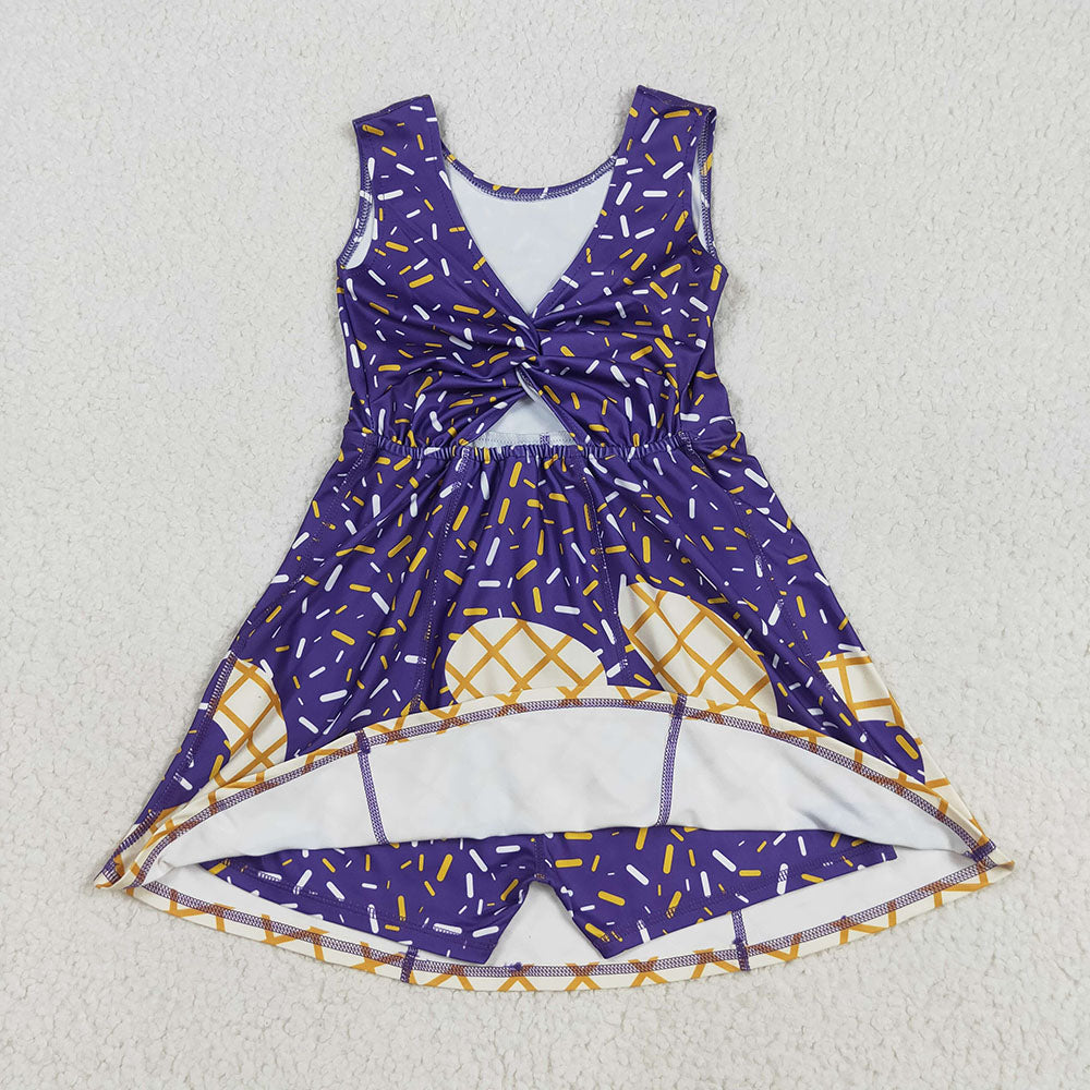 RTS Sibling Baby Girl Sleeveless Drips Summer Knee Length Yoga Active Dresses ( No.7-11 )