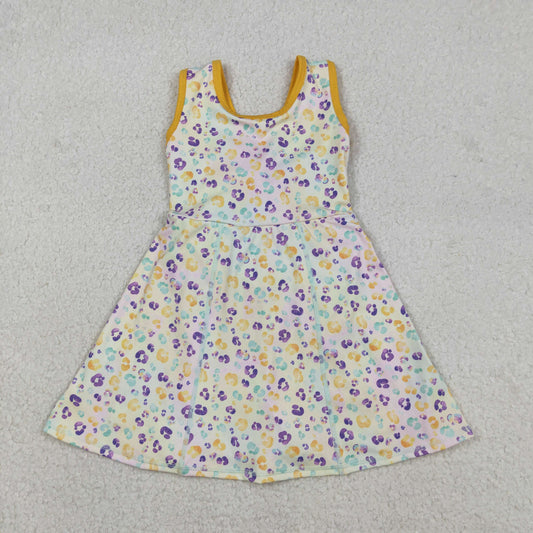 Sibling Baby Girls Kids Mardi Gras Leopard Skort Yoga Active Dress Zipper Set