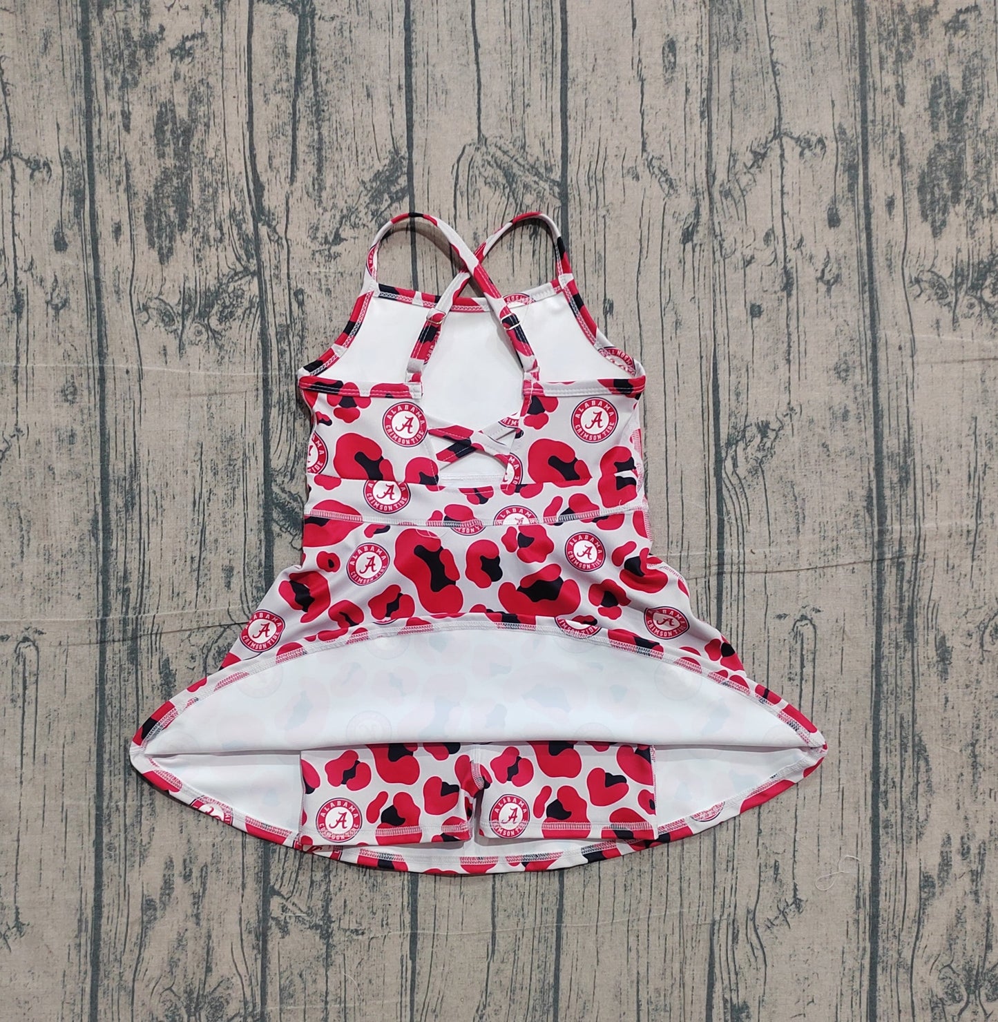RTS Baby Girls Kids Straps Red Leopard A Team Yoga Active Shorts Knee Length Dress
