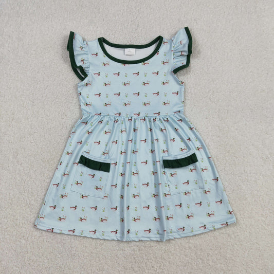 Sibling Baby Boys Girls Kids Short Sleeves Ducks Romper Dress Set