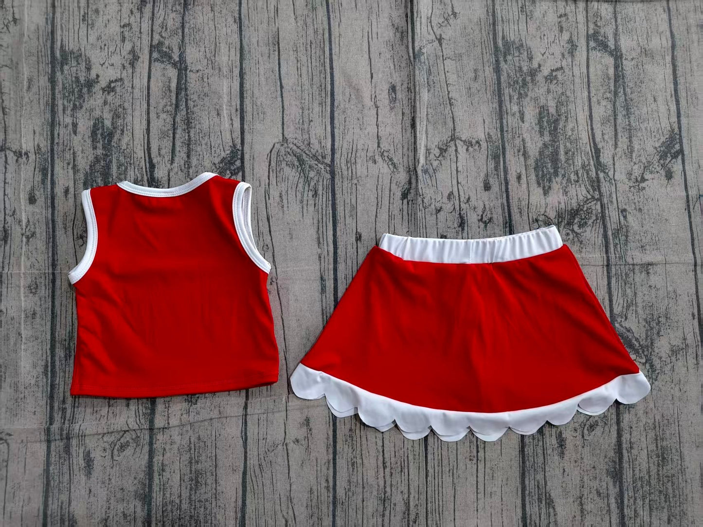 Preorder Baby Girls Kids Shirt Scallop Skirt Shorts Yoga Active Red Set Clothes