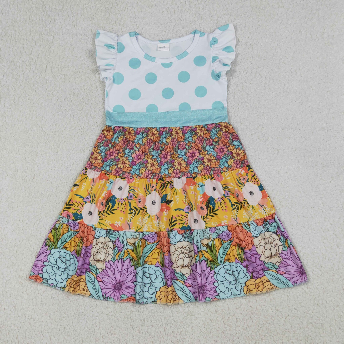 Baby Girls Kids Short Sleeves Flower Knee Length Dress Summer Clothes