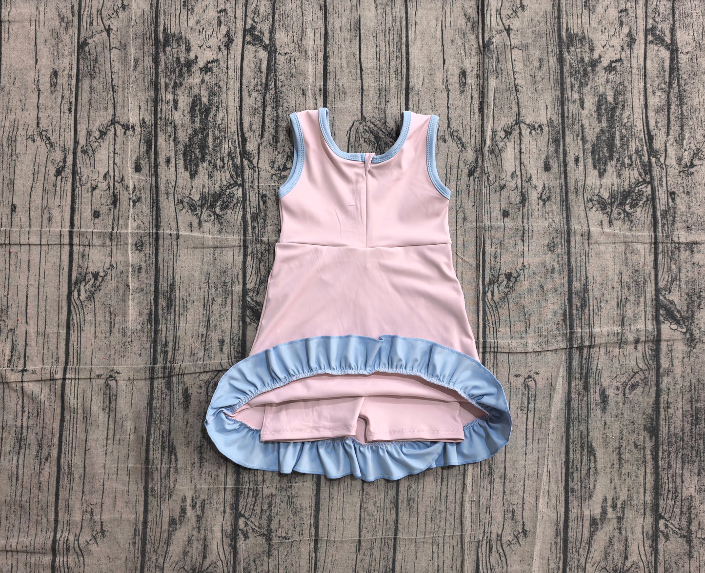 Preorder Baby Girls Kids Sleeveless Shorts Knee Length Pink Dress Yoga Active Scallop Clothes