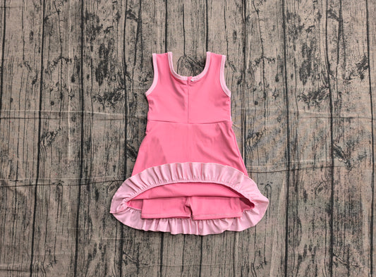 Preorder Baby Girls Kids Sleeveless Shorts Scallop Dress Yoga Active Pink Clothes