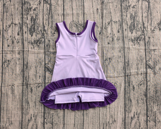Preorder Baby Girls Kids Sleeveless Shorts Scallop Dress Yoga Active Purple Clothes