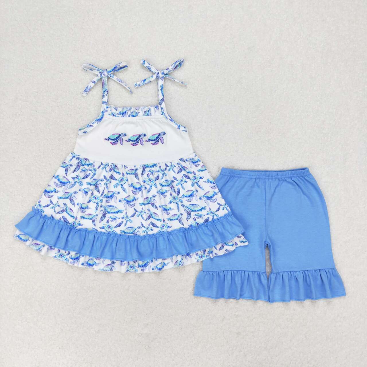 USA Shop Baby Girls Kids Embroidery Turtles Tunic Ruffle Shorts Set Clothes