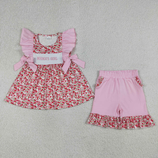 Sibling Baby Girls Kids Short Sleeves Embroidery Mama's Daddy's Flower Rompers Sets Clothes