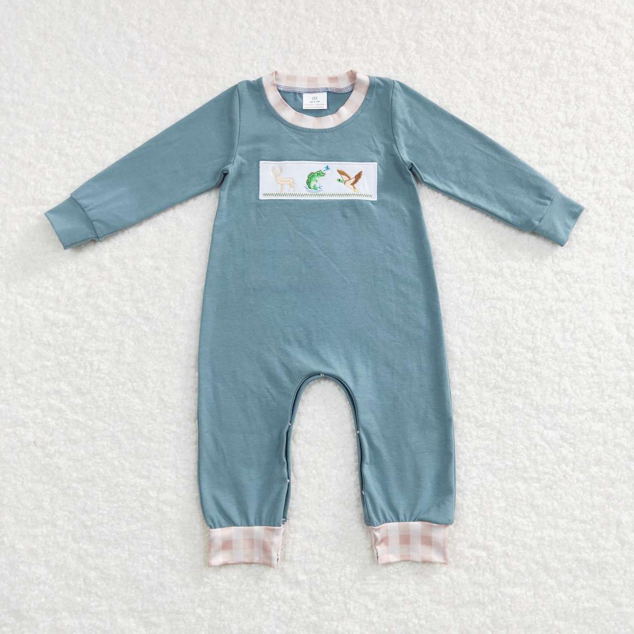 USA Shop Baby Boys Infants Embroidery Fishing Dogs Duck Romper