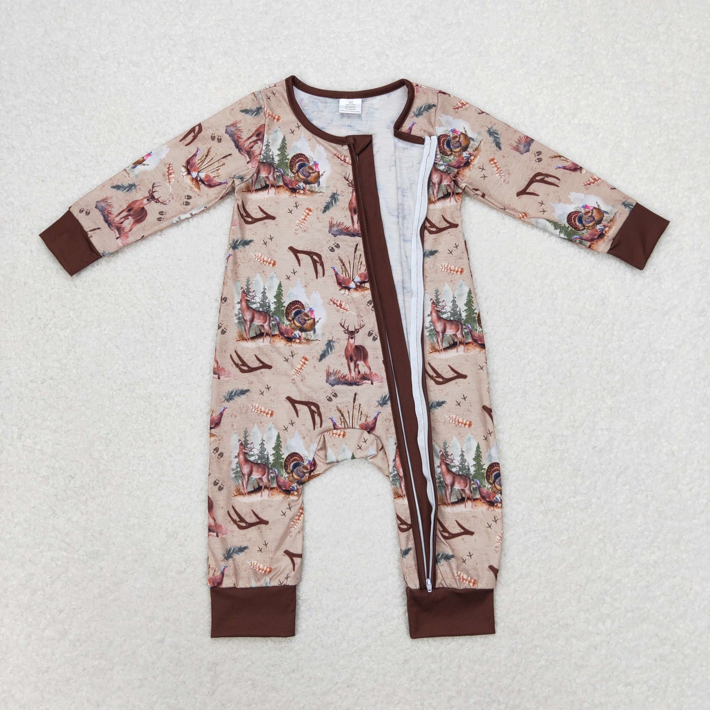 USA Shop Baby Boys Infant Long Sleeves Deer Zipper Bamboo Hunting Romper