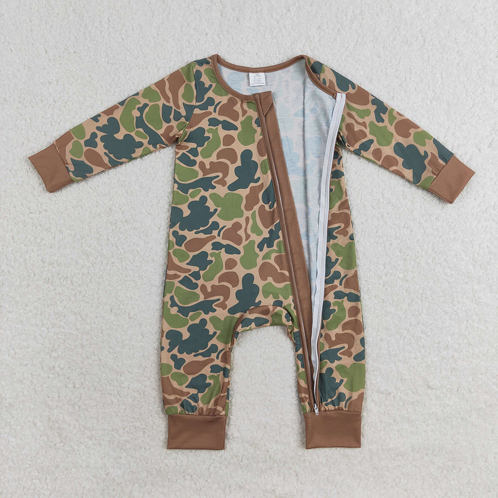 USA Shop Baby Boys Infant Long Sleeves Camo Zipper Bamboo Romper