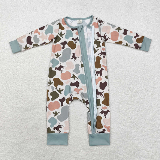 USA Shop Baby Boys Infant Long Sleeves Dogs Ducks Camo Zipper Bamboo Romper