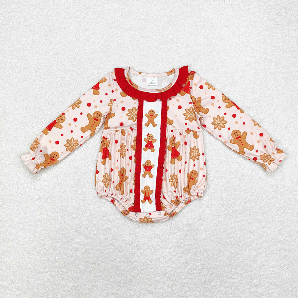 USA Shop Baby Girls Infant Long Sleeves Christmas Gingerbread Bubble Romper