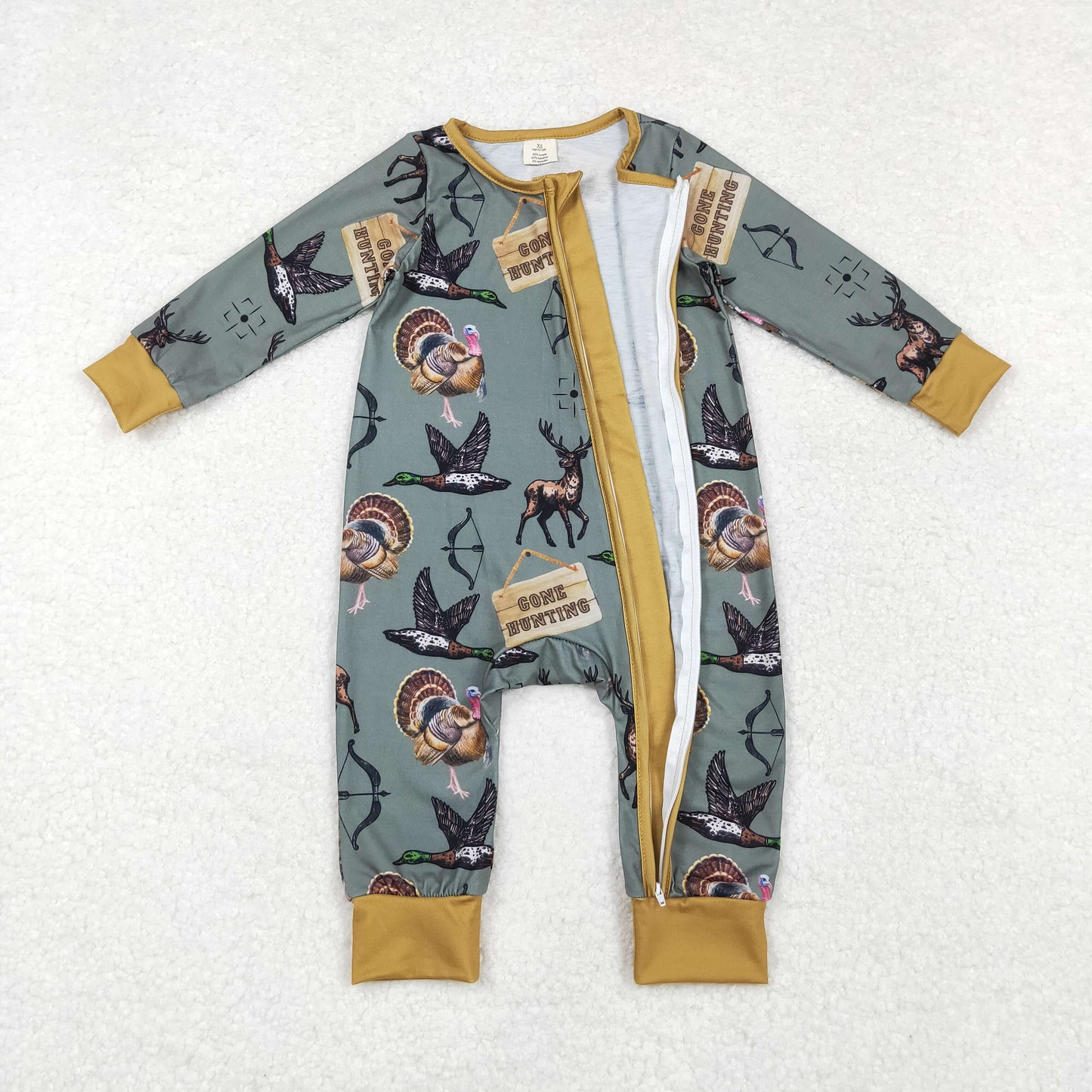 USA Shop Baby Boys Infant Long Sleeves Deer Ducks Bamboo Hunting Zipper Romper