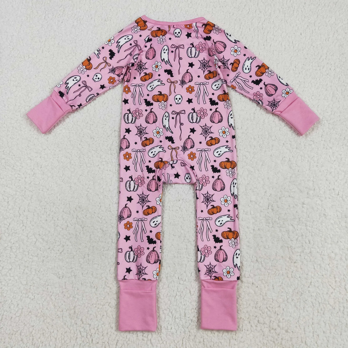 USA Shop Baby Girls Ghosts Pumpkins Bows Flower Halloween Zipper Footie Romper