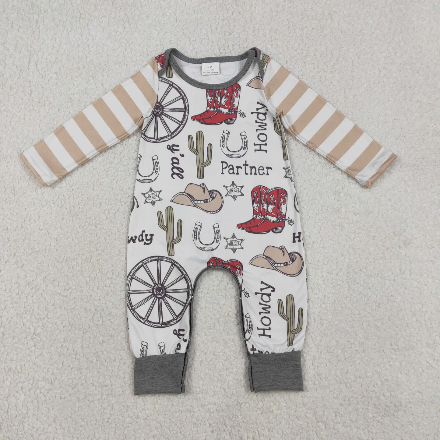 RTS Sibling Baby Boys Girls Kids Long Sleeves Boots Cactus Western Rompers Clothes