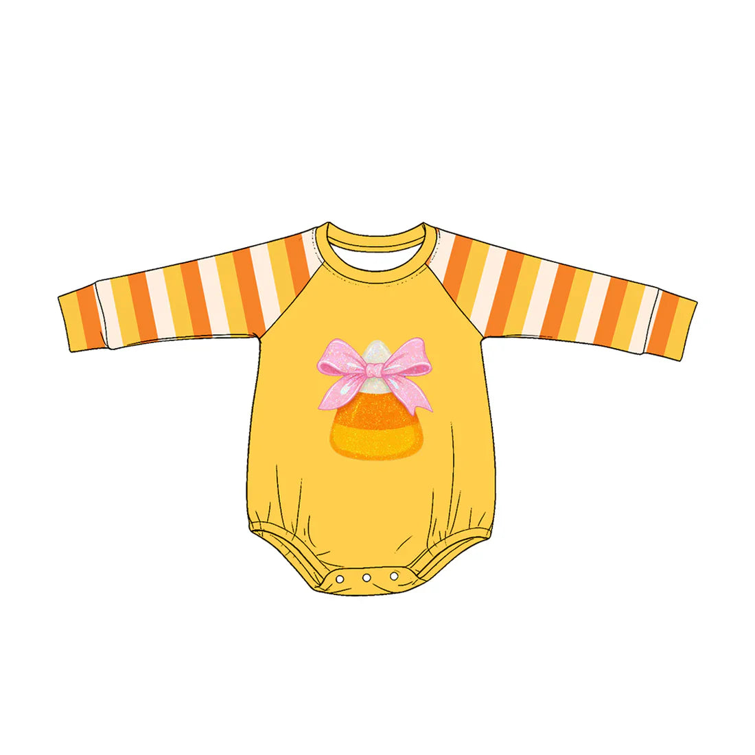 Preorder Baby Girls Kids Stripes Long Sleeves Bows Candy Halloween Bubble Romper Clothes ( Moq 5 )